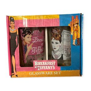 VINTAGE 1995 BREAKFAST AT TIFFANY'S GLASSWARE SET BY AVELA TWO 16 OZ GLASSES NEW